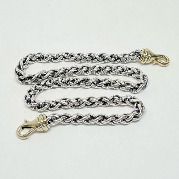 David Yurman 14K Gold Clasp 6MM Wheat Chain Necklace .925 - Picture 4 of 7